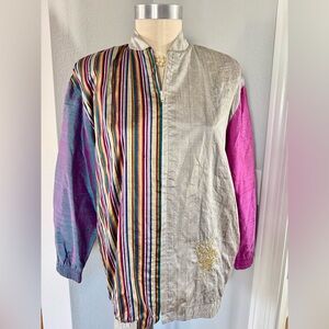 100% Silk Peter Lai Bomber Jacket Medium